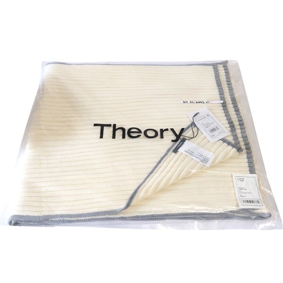 Theory Miles K0881724 Ivory Multi Off White Wool Men Women 1SZ Scarf - Picture 3 of 5